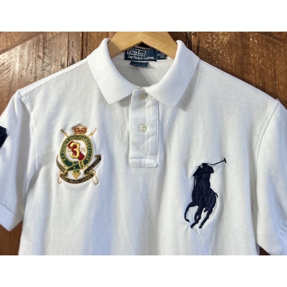 Mens Vintage Polo Ralph Lauren County Riders & Jockey Club Shirt Polo Big Pony S